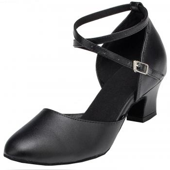 Minitoo de mujer cruz correa piel Salsa Latina zapatos de baile, color Negro, talla 39
