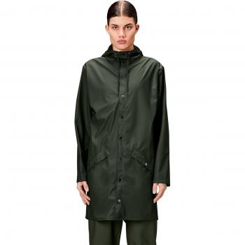 Rains Long Unisex Jacket - Green - Size: S