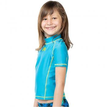 Camiseta de natación Aquarapid UV turquesa infantil, manga corta, protección UV