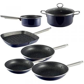 San Ignacio Batería de Cocina Oceanía 7 Piezas: cazo, Cacerola con Tapa, 3 sartenes y Grill, Azul