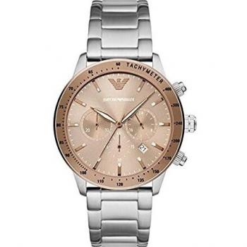 Emporio Armani Bronze and Silver Steel Chronograph Watch