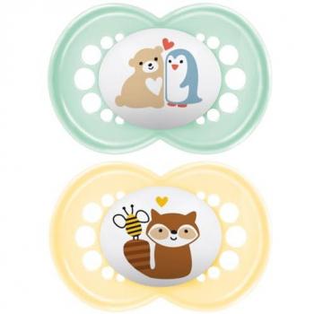 Lote de 2 chupetes MAM Original +6 meses - Silicona - Diseño aleatorio