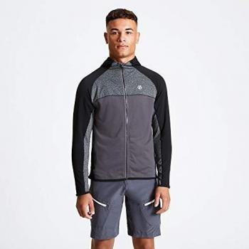 Dare2b Ratified II-Chaqueta con Capucha De Tejido Ligero Y Elástico Core De Secado Rápido Y Bolsillos con Cremallera Stretch Midlayer, Hombre, Ebony Grey/Black, XXXL