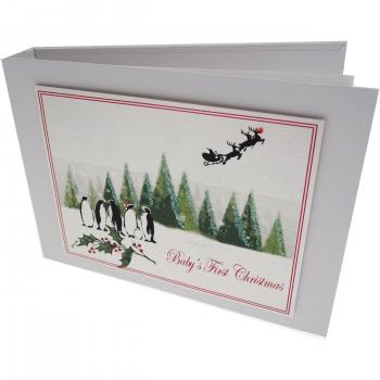 Primera Navidad del pingüino tarjetas de algodón blanco Intervalo de valores del bebé Diseño de Navidad Tiny Valor álbum