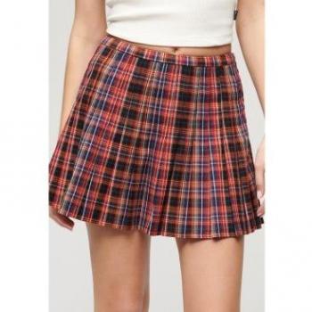Superdry Women's Mid Rise Plaid Mini Skirt in Red, Blue, and Black, Size 40