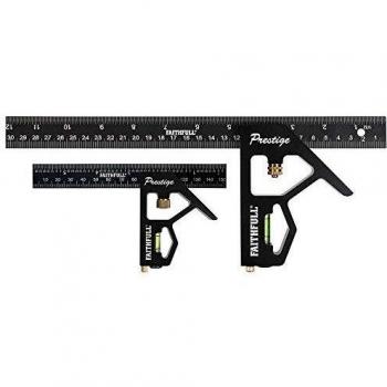 Juego de Escuadras Combinadas Prestige de Aluminio Negro - 150mm y 300mm