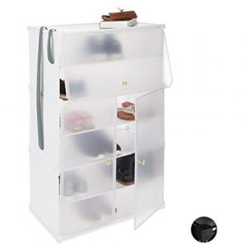 Zapatero Modular de Plástico Blanco con 6 Compartimentos para 24 Pares, 94 x 61.5 x 31.5 cm