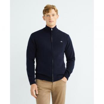 GANT Mens Superfine Lambswool Full Zip Cardigan - 410 Marine - XXL - male