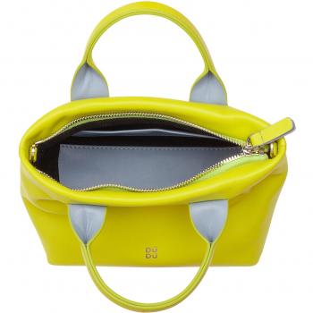 Bolso de mano multiposición de piel Dudu con bandolera de cadena, cuero auténtico, tamaño mini 22x13 cm, doble asas, cierre ZIP