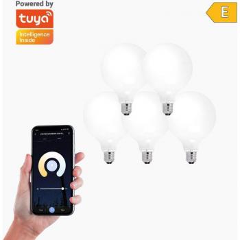 Bombilla Inteligente WiFi Globo E27 7W CCT Dimable Pack de 5 - Compatible con Alexa y Google Home