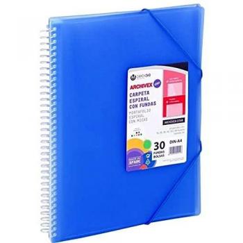 CARPETA 20 FUNDAS A4 ESPIRAL ARCHIVEX STAR AZUL CARCHIVO