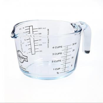 Jarra Medidora de Vidrio Borosilicato de 1 Litro con Asa y Vertedor, Aptas para Microondas