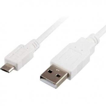 Cable USB Sharkoon 1.5m Micro-USB2.0-B/USB2.0-A Blanco