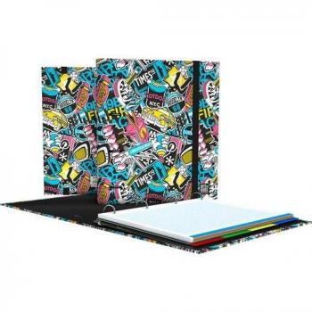Grafoplás Carpebook 4 Anillas 35mm A4 Bits&Bobs NYC Recambio 100 Hojas Cuadriculadas 5x5 Forrado