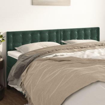 Cabeceros de Terciopelo Verde Oscuro 2 Unidades 80x5x78/88 cm