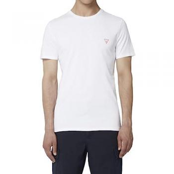 Camiseta Casual de Algodón con Logo Triángulo Pequeño para Hombre - Guess Slim Fit Blanco XXL 2024