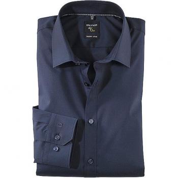 Camisa de Negocios OLYMP No. 6 Super Slim Azul 41, 97% Algodón, 3% Elastolefin, Ajuste Muy Delgado, Manga Normal, Fácil de Planchar