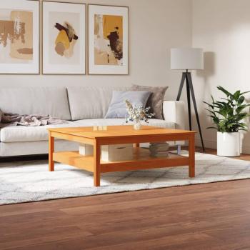 Mesa de centro de madera maciza de pino sólido con acabado en cera marrón, dimensiones 100x100x40 cm