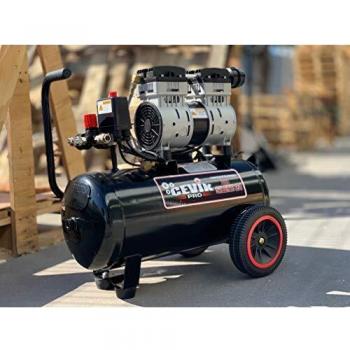 Cevik Pro24silenc Compresor silencioso portátil 24 litros 1.5hp. Ideal para Trabajos de Interior y Exterior como soplar, hinchar y óptimo para la utilización de clavadora y Grapadora neumática