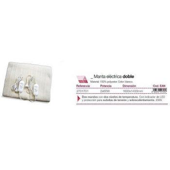 GSC Evolution GS2070 Manta eléctrica Doble 160x140cm. 2x60W-Blanca, Blanco, 160x140 cm