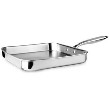 Ibili Parrilla Cuadrada Triply Natural 28 Cm, Acero inoxidable, Apto para inducción, sin antiadherente