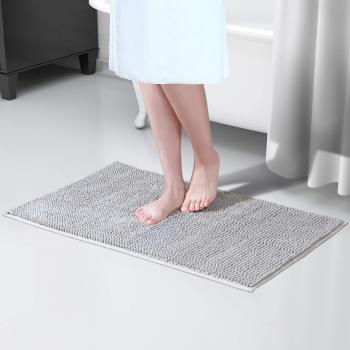Lifewit Alfombra De Baño,Cocina,Mascota,Alfombrilla De Baño,Antideslizante,Multifuncional,Felpa Microfibra Chenille,Suave,Cómoda Y Súper Absorbente,80x50cm,Gris/Blanca