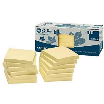 Notas adhesivas recicladas Nature 75x75 mm - Amarillo (12 unidades)