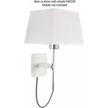 Lámpara de pared Habana blanca 1 bombilla E27 telescópica 26-32cm, acabado en blanco mate y cromo pulido