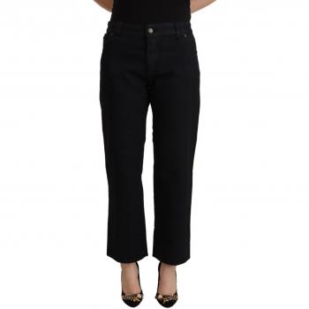 John Galliano Black Cotton Flared Cropped High Waist Denim Jeans - W30