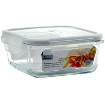 Vivalto Fiambrera CUADR Cristal 40CL Tapa Silico, 12.5 x 6.5 x 12.5 cm