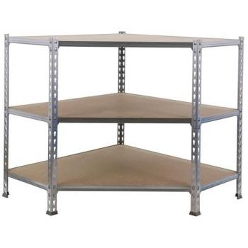 Estantería Metálica MADERCLICK CORNER 3/500 900 Galva/Madera, Sin Tornillos, 3 Baldas, Alta Capacidad Carga 200 kg, Dimensiones 900x900x500 mm