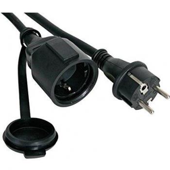 Perel Cable de extensión, H05RR-F 3G1.5, 5 m, 16 A/230 V, 3680 W, Tipo E/F, Schuko, IP44, Caucho, Negro
