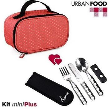 TATAY Urban Food MiniPlus Dots - Bolsa Térmica Porta Alimentos con Táper Hermético Ovalado y Cubiertos Incluidos, Color Dots, Medidas 21.5 x 9 x 12 cm