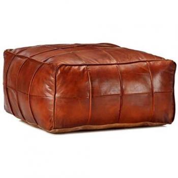 vidaXL Puf Cuero Auténtico de Cabra Asientos Sillones Sofás Salón Comedor Sala de Estar Decoración Interiores Casa Hogar Sillas 60x60x30 cm Marrón