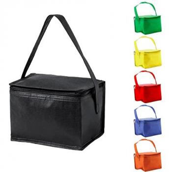 TIENDA EURASIA® Nevera Portátil para 6 Latas, con Asa de Transporte, Interior Isotermo, Tejido Non-Woven de Alta Resistencia (Negro)