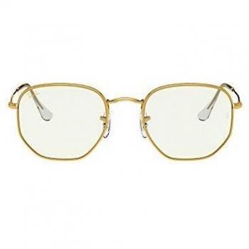 Ray-Ban Hexagonal Legend Gold Sunglasses RB3548 9196/BF with Clear-Blue Light Filter Lens