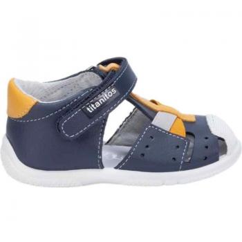 Sandalias Titanitos Ernes Zapatos Niño Sandalias de niño ERNESTO L671 y Sandalias de Niño TITANITOS S TALON VELCRO CRUZ -MOSTAZA AZUL