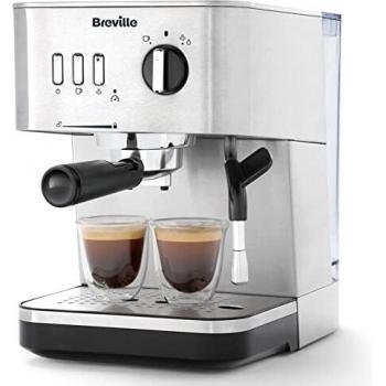Cafetera Express Breville Bijou Barista VCF149X, 15 Bar, 1050 W, Función Doble Taza, Color Plata