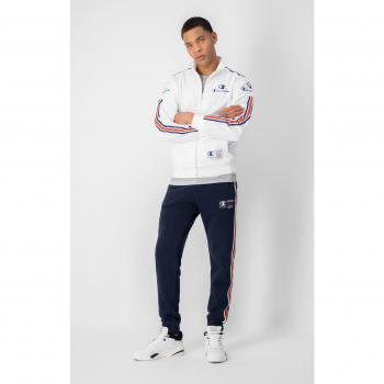 Sudadera Champion Division 1 Legacy Blanca con Toque Retro Inspirado en Baloncesto y Cinta Multicolor
