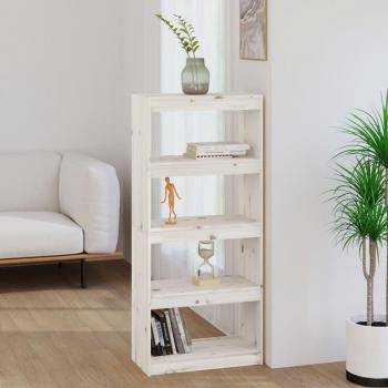 Librería/Partición Blanco 60x30x135,5 cm Madera maciza de pino