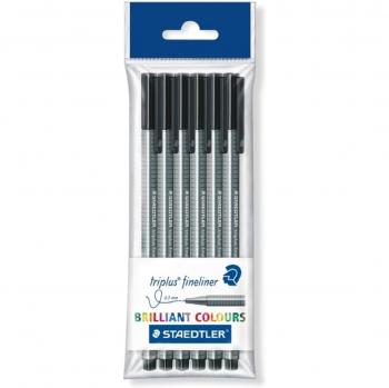 Staedtler 334 9 PB6. Rotuladores Triplus Fineliner. Pack de 6 marcadores de color negro