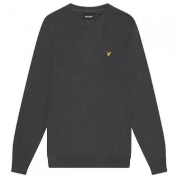 Lyle & Scott Cotton Merino Mens Crew Neck Jumper - Gunmetal - Medium