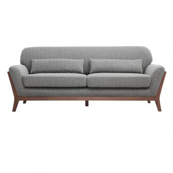 Sofá vintage 3 plazas gris y nogal Yoko