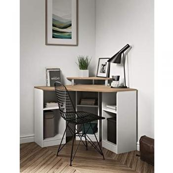 Temahome Escritorio de esquina de madera de roble/natural/blanco 94 x 81,8 x 94 cm,1112A0300X00