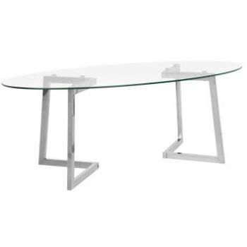 Mesa de Centro Moderna de Cristal Plateado 120 x 60 cm con Patas de Metal