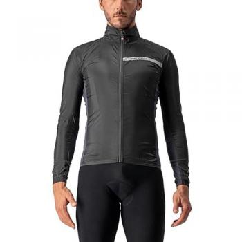 Chaqueta cortavientos Castelli Squadra Stretch negra gris oscuro para hombre - XS
