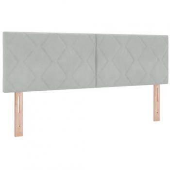 Cabecera LED con Luces de Tira, Gris Claro, 144 cm, Terciopelo