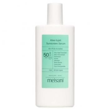 Meisani - ALOE-LUJAH SUNSCREEN SERUM SPF50+ - Protector solar facial en formato sérum de 50ml, todo tipo de piel, incluso pieles sensibles, muy alta protección, textura ligera, formulado con