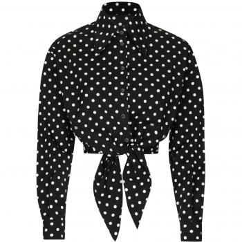 Dolce & Gabbana Women's Polka Dot Print Cotton Shirt in Black | Size S | F5P61TFSFNRHNZQW