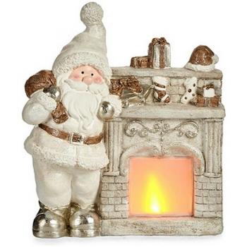 Figura Decorativa Papá Noel con Luz LED 16 x 44 x 35 cm Blanco Poliresina